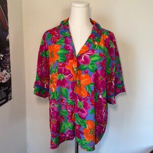 Vintage Victoria's Secret Short Sleeve Bright Floral Blouse